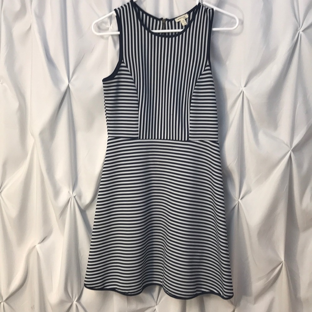 Blue and white striped dress